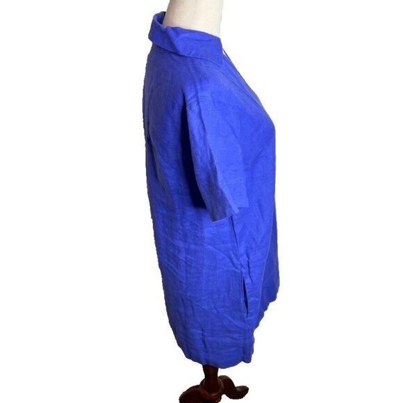 Madewell $128 V-Neck Mini Dress 100% Linen in Blue Star Size XS NQ627 - Picture 6 of 9